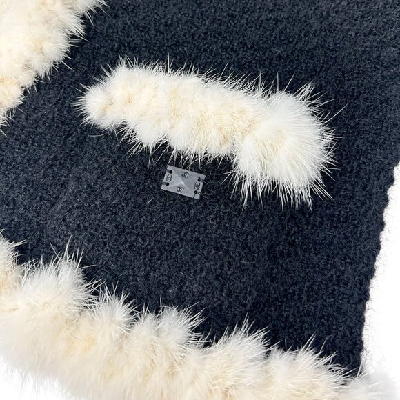 CHANEL Vintage 03A CC Logo Mohair Knit Fur Jacket Pocket Button #38 [105700] - Picture 10 of 12